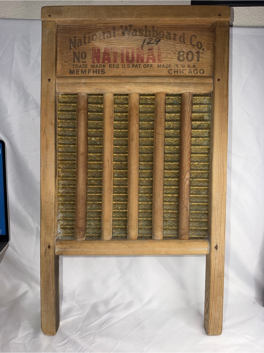 Vintage National Washboard Co. No. 801 "The Brass King" Wood & Brass Washboard - Picture 1 of 7